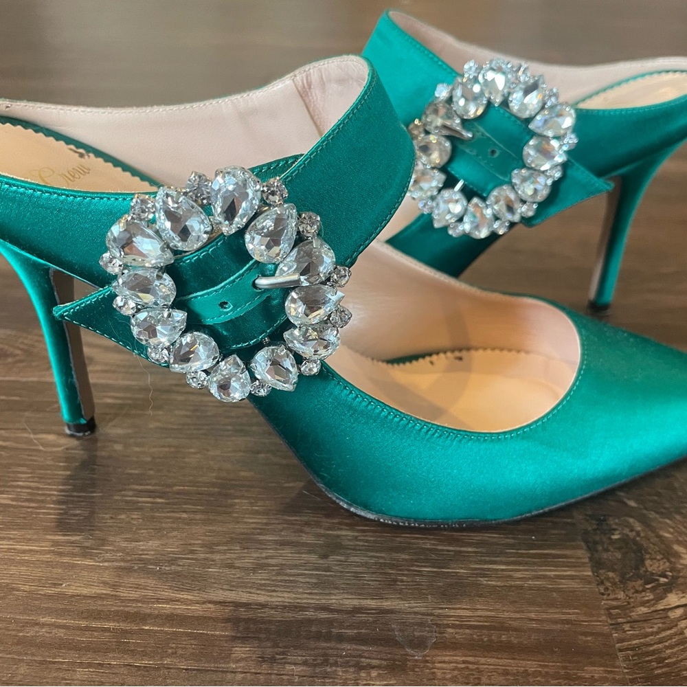 J Crew Turquoise Heels with jewels
